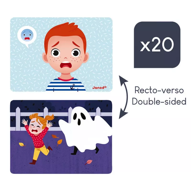 Janod Puzzle magnético Emociones - 27 piezas, juguete de madera para fomentar la inteligencia emocional, a partir de 3 años