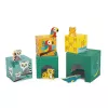 Janod Tropik Torre apilable con 5 cubos y 3 figuras de madera, a partir de 12 meses