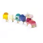 Janod Zigolos Tren de madera apilable y arrastrable con bloques y animales a partir de 12 meses