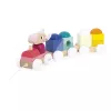 Janod Zigolos Tren de madera apilable y arrastrable con bloques y animales a partir de 12 meses