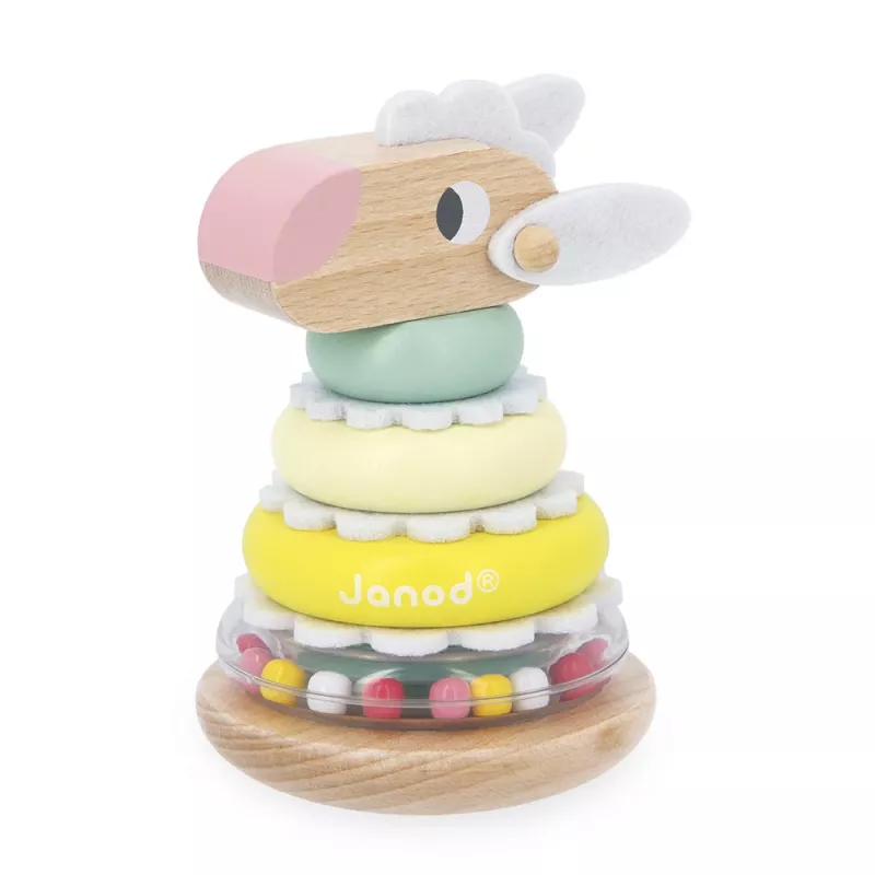 Janod Zigolos Torre apilable de madera Animal balanceante Oveja 12m+