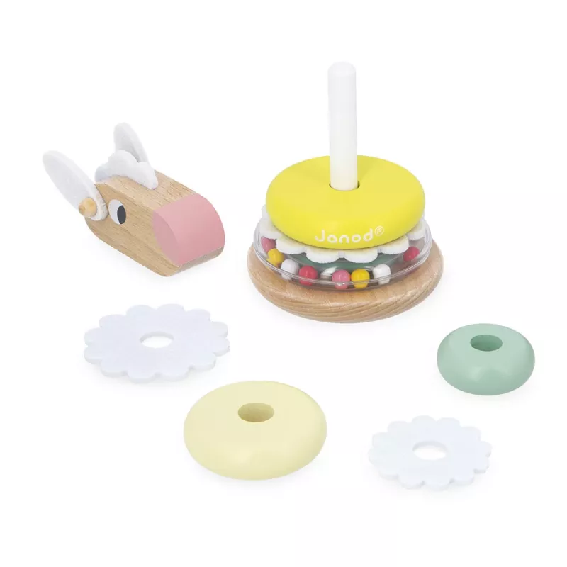 Janod Zigolos Torre apilable de madera Animal balanceante Oveja 12m+