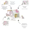 Janod Set de juego Casa de unicornio de madera con 5 accesorios, a partir de 18 meses