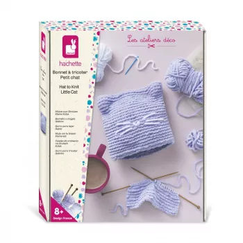 Janod Set creativo de punto - Gorro de gatito para niños a partir de 8 años