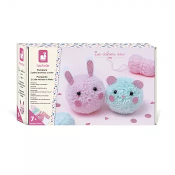 Janod Set de manualidades Pompones - 2 animalitos - a partir de 7 años