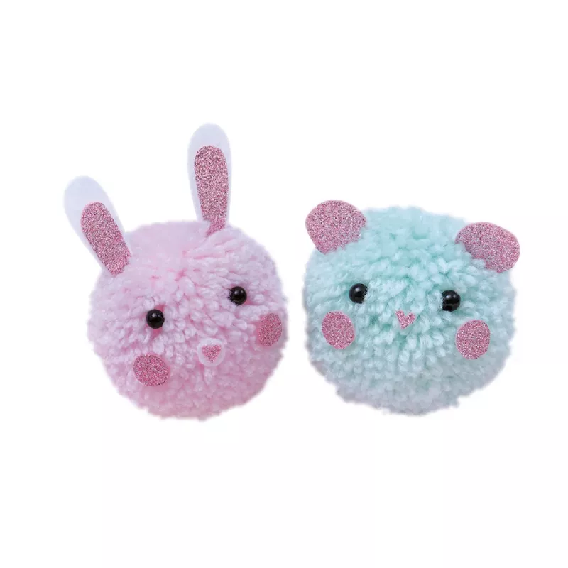 Janod Set de manualidades Pompones - 2 animalitos - a partir de 7 años