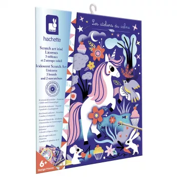 Janod Kit de arte rascable holográfico Unicornios 6+