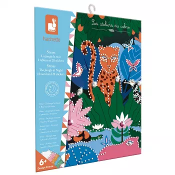Janod Kit de manualidades mosaico de cristal luminiscente - Night Jungle - Actividad creativa para niños a partir de 6 años