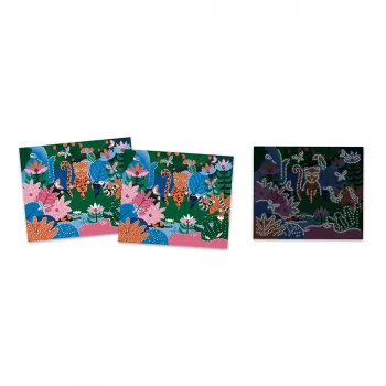 Janod Kit de manualidades mosaico de cristal luminiscente - Night Jungle - Actividad creativa para niños a partir de 6 años