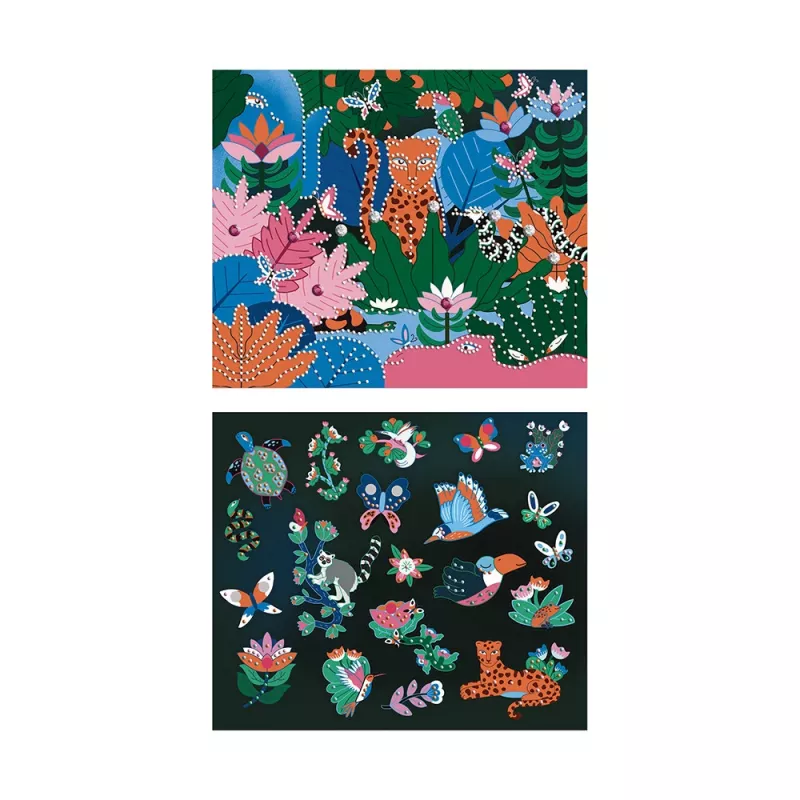 Janod Kit de manualidades mosaico de cristal luminiscente - Night Jungle - Actividad creativa para niños a partir de 6 años
