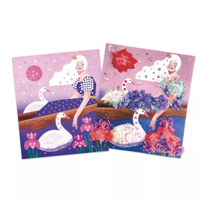 Janod Set creativo de manualidades - Princesas con volantes, purpurina y pedrería 7+