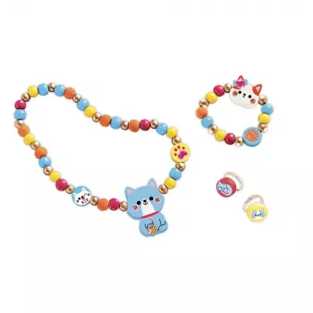Janod Set de creación de bisutería DIY de madera Gatitos 4+