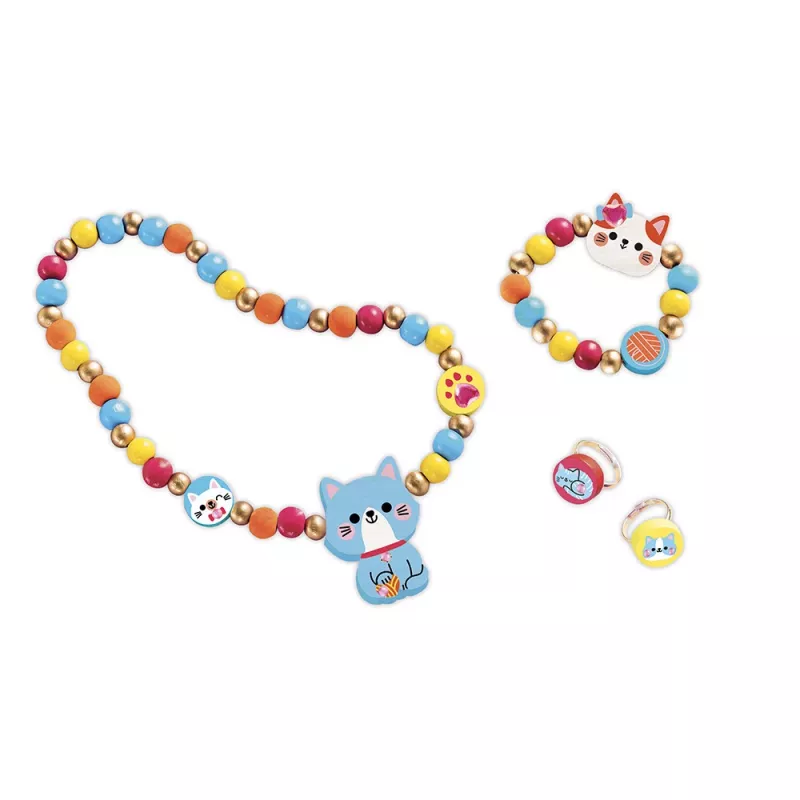 Janod Set de creación de bisutería DIY de madera Gatitos 4+