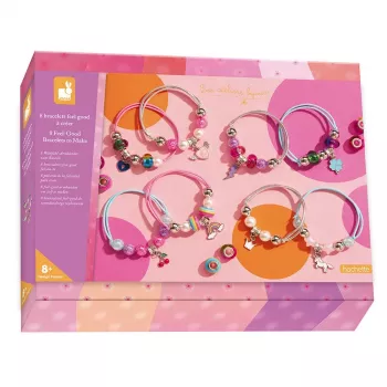 Janod Set de manualidades para crear pulseras - Pulseras de amistad amuletos para niños a partir de 8 años