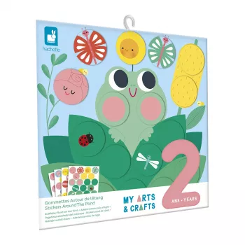 Janod Kit creativo múltiple My Arts & Crafts para niños de 2 años, pegatinas redondas „Alrededor del estanque“
