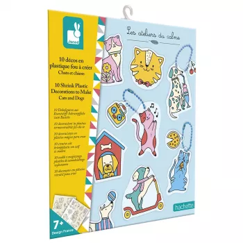 Janod Set de arte DIY con papel mágico - Gatos y perros - 10 adornos - a partir de 7 años