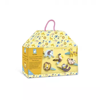 Janod Set de manualidades DIY para crear pinzas de pelo con purpurina animales exóticos 5+