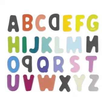 Janod Letras magnéticas de madera alfabeto 52 piezas 3+