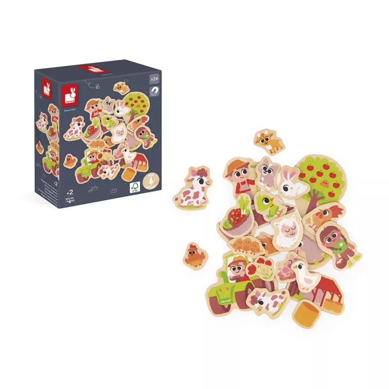 Janod Set de juego magnético En la granja, 24 piezas