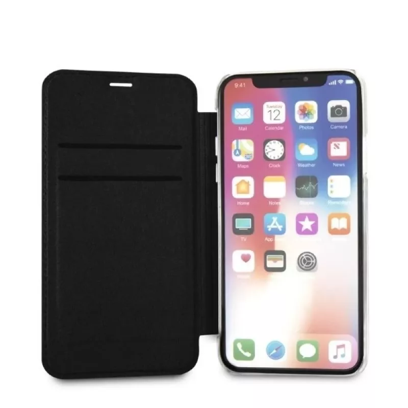 Karl Lagerfeld KLFLBKPXKSB Funda tipo libro Signature Glitter para iPhone X/Xs, negra