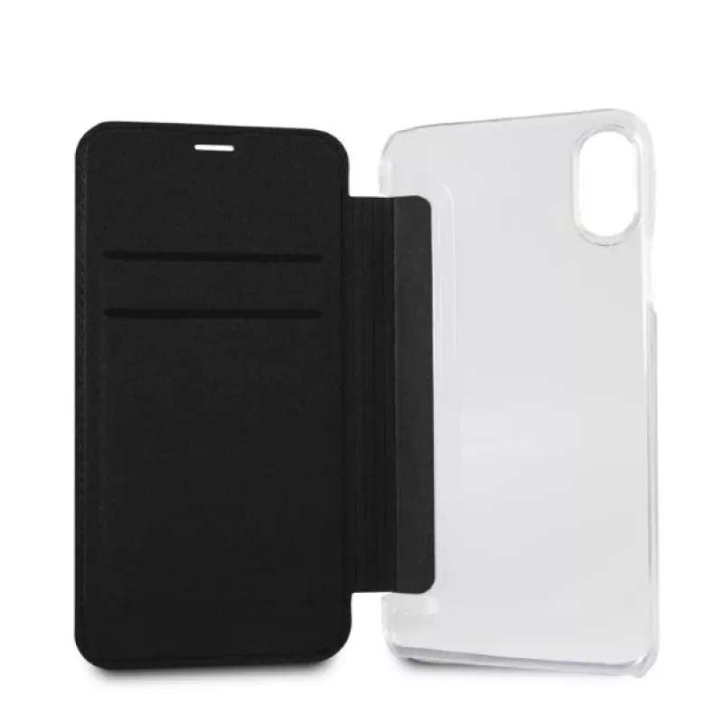 Karl Lagerfeld KLFLBKPXKSB Funda tipo libro Signature Glitter para iPhone X/Xs, negra