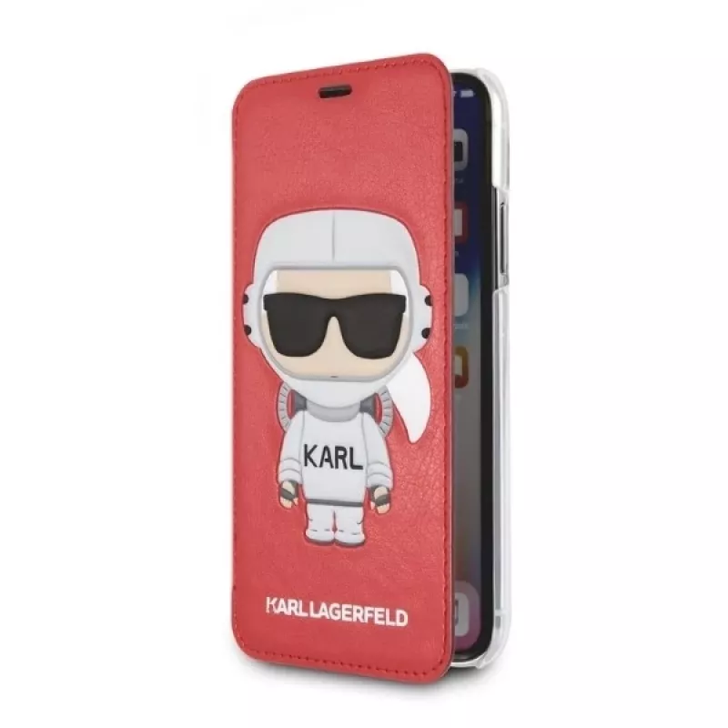 Karl Lagerfeld KLFLBKPXKSCORE Funda tipo libro para iPhone X/XS Red Karl Space Cosmonaut