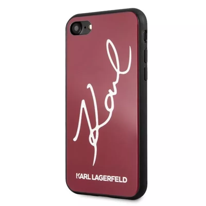 Karl Lagerfeld KLHCI8DLKSRE Funda rígida Signature Glitter para iPhone 7/8/SE 2020/SE 2022, roja