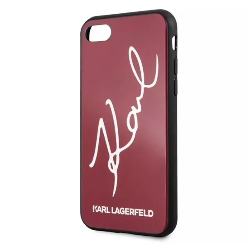 Karl Lagerfeld KLHCI8DLKSRE Funda rígida Signature Glitter para iPhone 7/8/SE 2020/SE 2022, roja