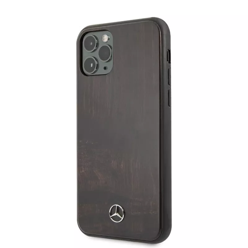 Mercedes-Benz Funda rígida Wood Line Rosewood para Apple iPhone 11 Pro Max - marrón