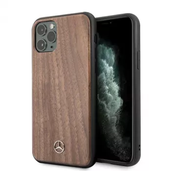Mercedes-Benz Funda rígida Wood Line Walnut para Apple iPhone 11 Pro Max - marrón