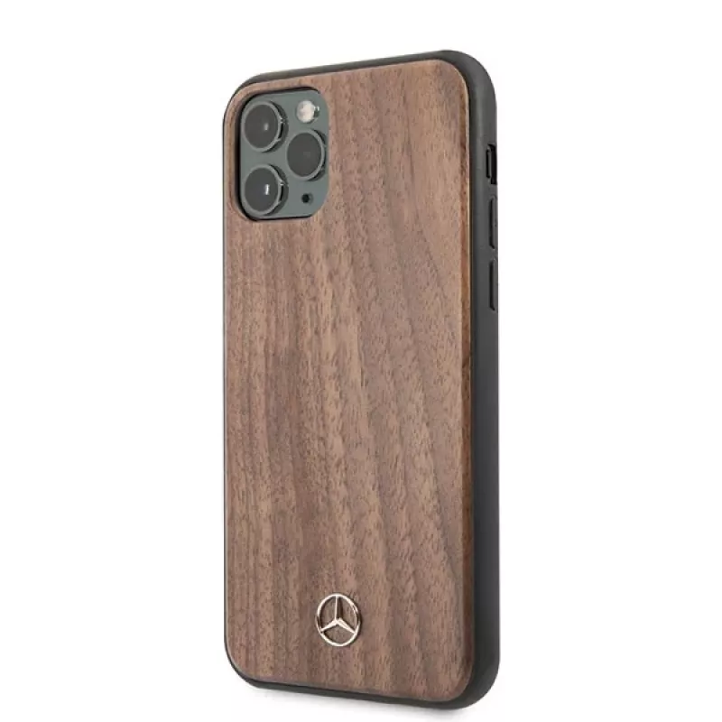 Mercedes-Benz Funda rígida Wood Line Walnut para Apple iPhone 11 Pro Max - marrón