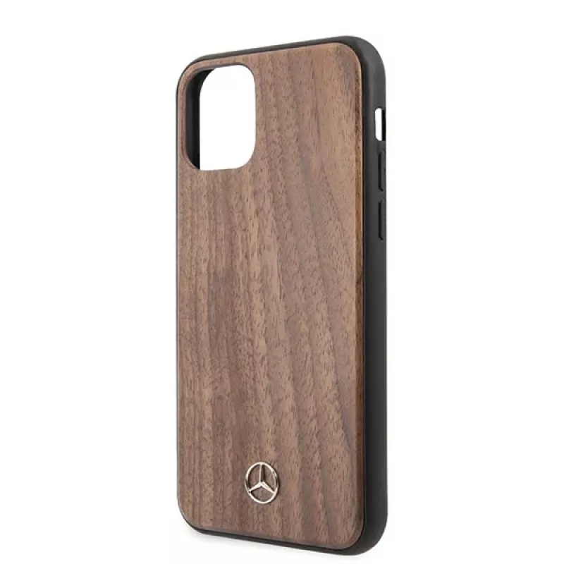 Mercedes-Benz Funda rígida Wood Line Walnut para Apple iPhone 11 Pro Max - marrón