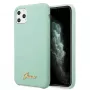 Guess GUHCN58LSLMGG Funda rígida de silicona verde para iPhone 11 Pro con logo Vintage Gold