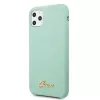 Guess GUHCN58LSLMGG Funda rígida de silicona verde para iPhone 11 Pro con logo Vintage Gold