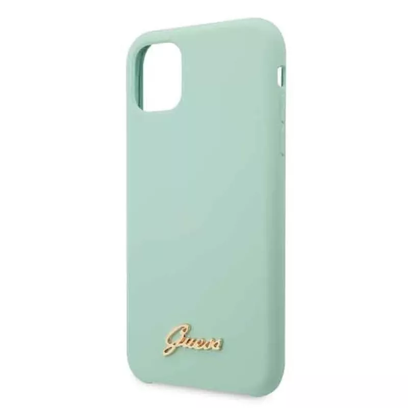 Guess GUHCN58LSLMGG Funda rígida de silicona verde para iPhone 11 Pro con logo Vintage Gold