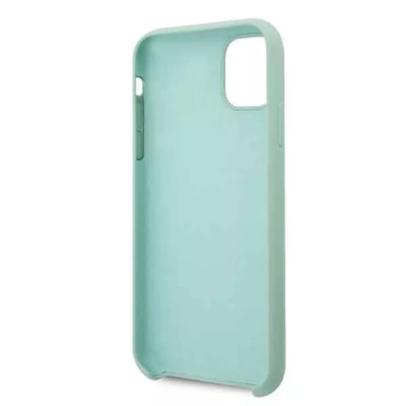 Guess GUHCN58LSLMGG Funda rígida de silicona verde para iPhone 11 Pro con logo Vintage Gold