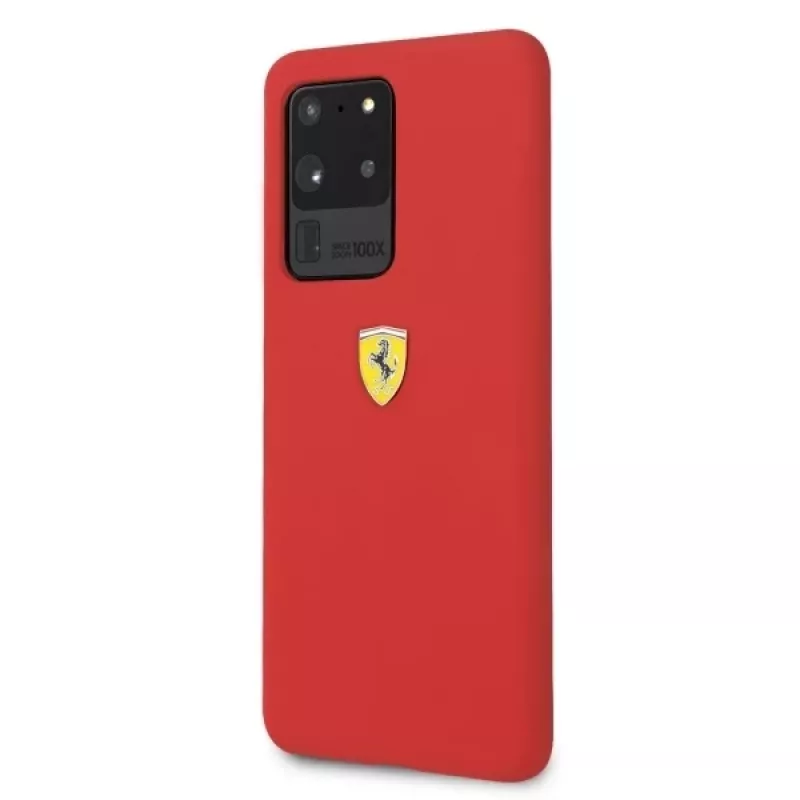 Ferrari Funda rígida FESSIHCS69RE Funda trasera de silicona para Samsung Galaxy S20 Ultra - roja