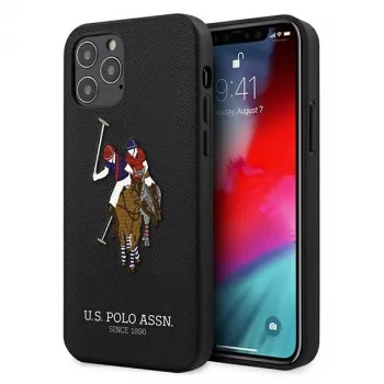 U.S. POLO ASSN. USHCP12MPUGFLBK Funda trasera negra para iPhone 12/12 Pro 6.1 Polo Embroidery Collection