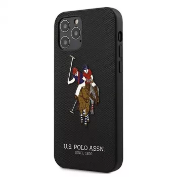 U.S. POLO ASSN. USHCP12MPUGFLBK Funda trasera negra para iPhone 12/12 Pro 6.1 Polo Embroidery Collection