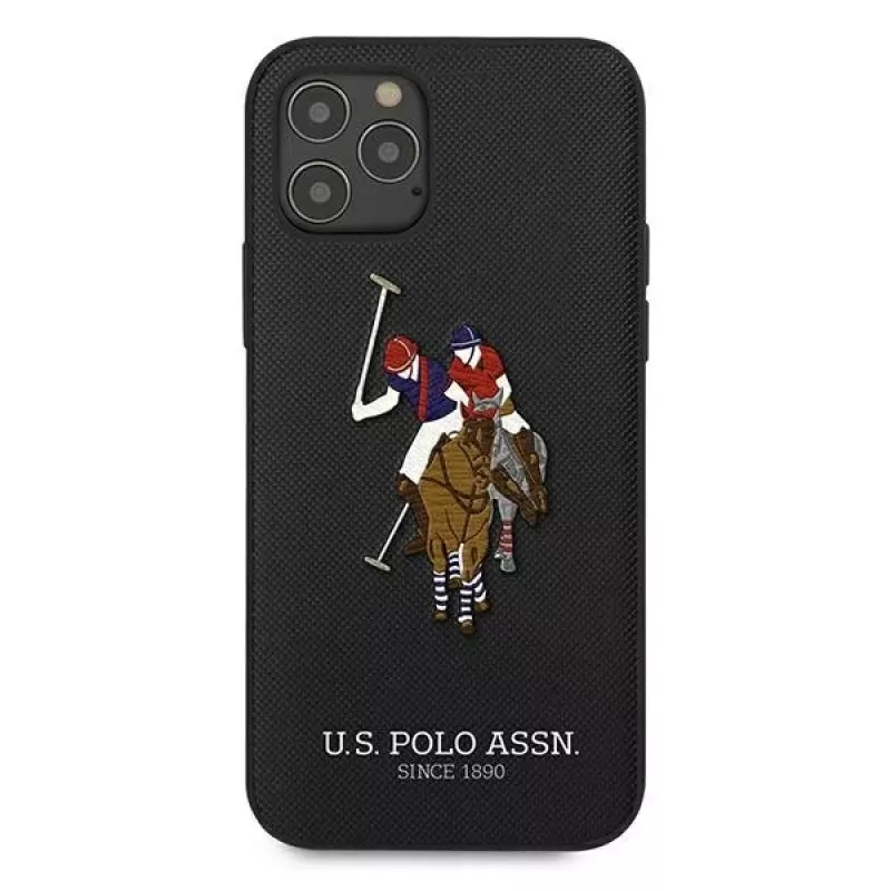 U.S. POLO ASSN. USHCP12MPUGFLBK Funda trasera negra para iPhone 12/12 Pro 6.1 Polo Embroidery Collection