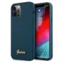 Guess GUHCP12LLSLMGBL carcasa rígida Metal Logo Script para Apple iPhone 12 Pro Max, azul
