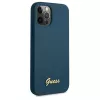 Guess GUHCP12LLSLMGBL carcasa rígida Metal Logo Script para Apple iPhone 12 Pro Max, azul