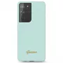 Guess GUHCS21LLSLMGLB funda trasera de silicona Script Metal Logo para Samsung Galaxy S21 Ultra (azul)