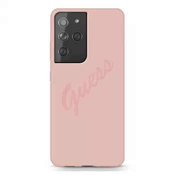 Guess GUHCS21LLSVSPI carcasa rígida Script Vintage para Samsung Galaxy S21 Ultra (SM-G998) - rosa
