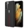 Ferrari FEOSIHCS21SBK carcasa rígida Off Track de piel y nailon con franjas para Samsung Galaxy S21 (G991) - negra