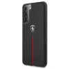 Ferrari FEOSIHCS21SBK carcasa rígida Off Track de piel y nailon con franjas para Samsung Galaxy S21 (G991) - negra