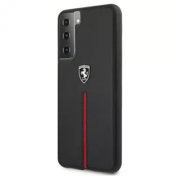 Ferrari FEOSIHCS21SBK carcasa rígida Off Track de piel y nailon con franjas para Samsung Galaxy S21 (G991) - negra