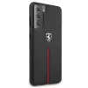 Ferrari FEOSIHCS21SBK carcasa rígida Off Track de piel y nailon con franjas para Samsung Galaxy S21 (G991) - negra