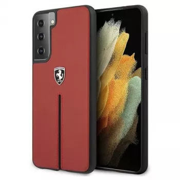 Ferrari FEOSIHCS21MRE S21+ G996 carcasa rígida roja Off Track piel y nailon con franjas para Samsung Galaxy S21+