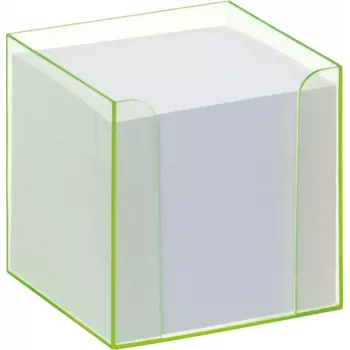 Folia 9907/4 Caja de notas con borde fluorescente verde y cubo de papel